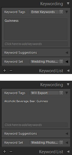 Exporting keywords from Adobe Lightroom